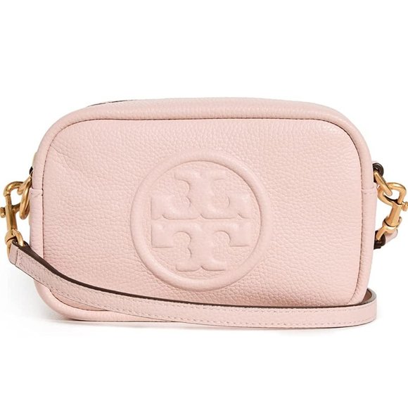 ❤️ NWT Tory Burch Perry Bombe Mini Leather Crossbody Bag SHELL Pink AUTHENTIC